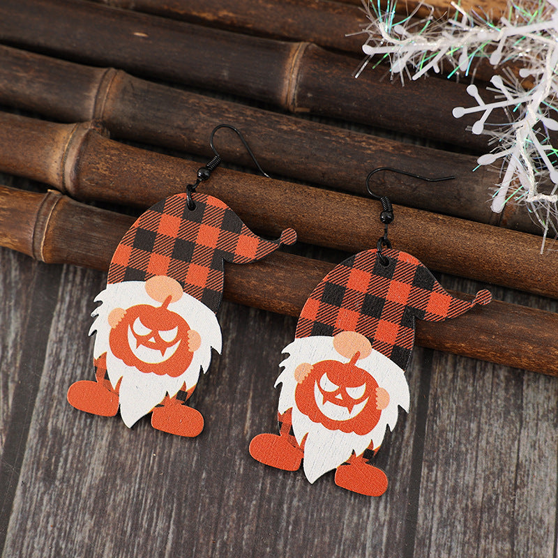 Wooden Dwarfs Pumpkin Dangle Earrings